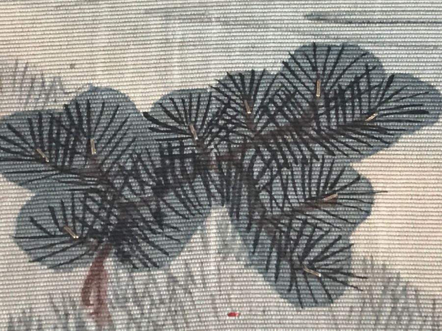 Original Vintage Japanese Silk Landscape Painting Nicely Framed 30' X 36' [Photo 18]