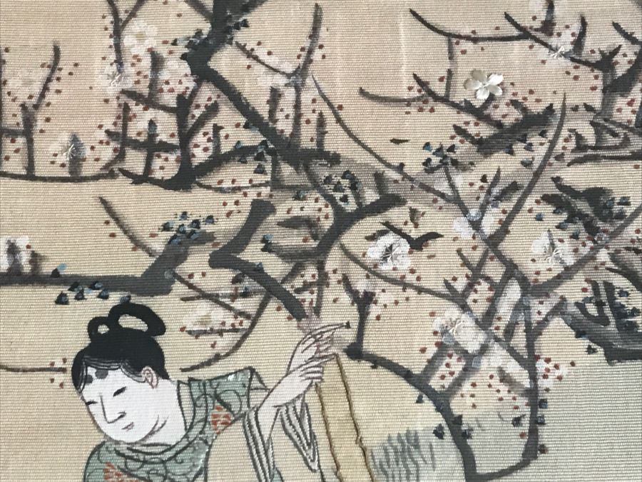 Original Vintage Japanese Silk Landscape Painting Nicely Framed 30' X 36' [Photo 11]