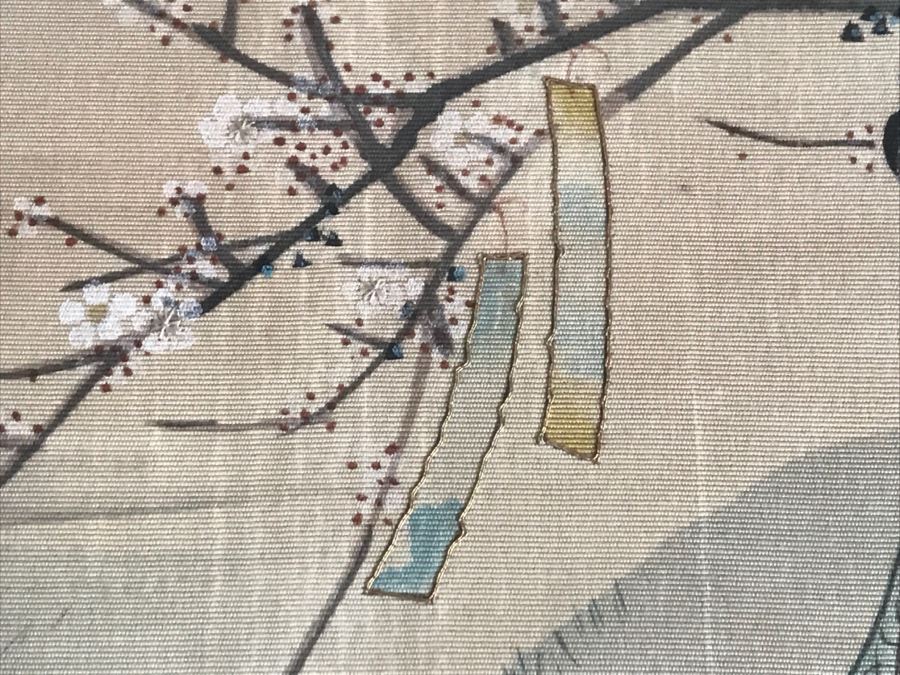 Original Vintage Japanese Silk Landscape Painting Nicely Framed 30' X 36' [Photo 12]