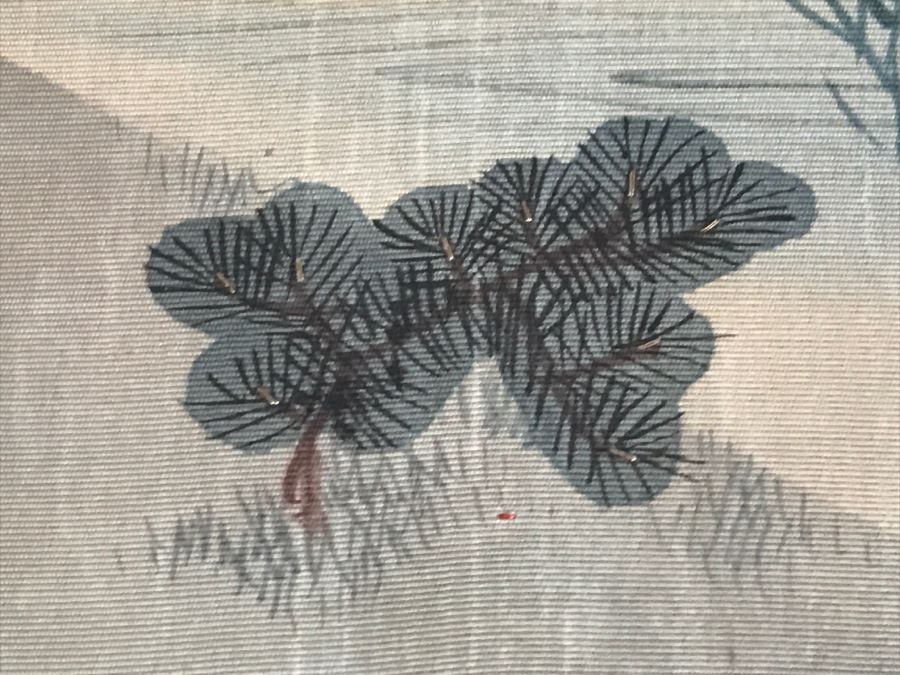 Original Vintage Japanese Silk Landscape Painting Nicely Framed 30' X 36' [Photo 17]