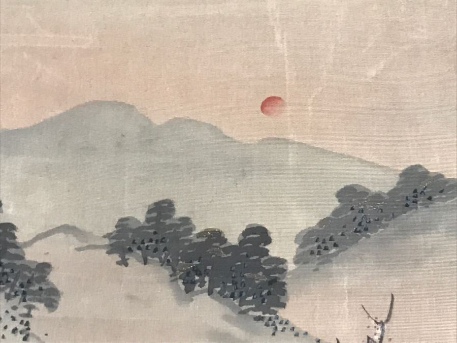 Original Vintage Japanese Silk Landscape Painting Nicely Framed 30' X 36' [Photo 16]