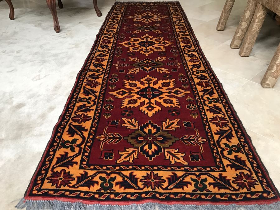 Hand Knotted Persian Runner Rug M. H. S. C. Reds Yellows Blacks 33' X 112' [Photo 6]