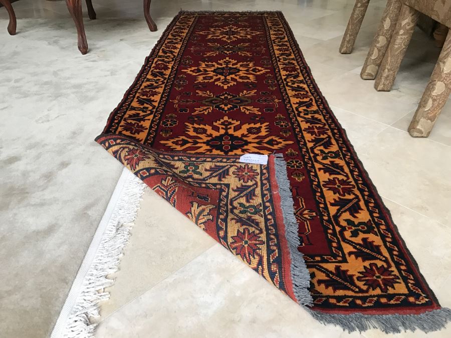 Hand Knotted Persian Runner Rug M. H. S. C. Reds Yellows Blacks 33' X 112' [Photo 7]