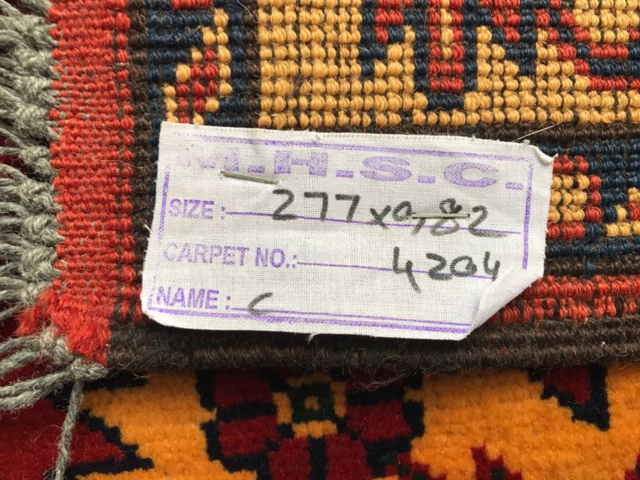 Hand Knotted Persian Runner Rug M. H. S. C. Reds Yellows Blacks 33' X 112' [Photo 9]