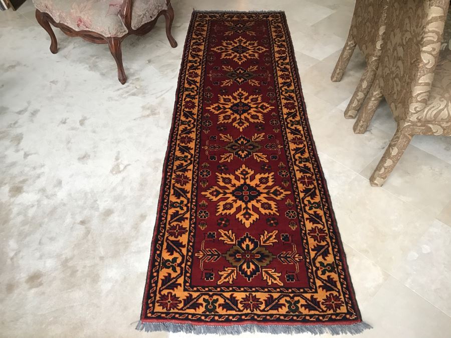 Hand Knotted Persian Runner Rug M. H. S. C. Reds Yellows Blacks 33' X 112' [Photo 2]