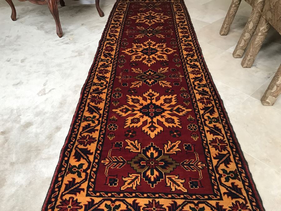 Hand Knotted Persian Runner Rug M. H. S. C. Reds Yellows Blacks 33' X 112' [Photo 5]