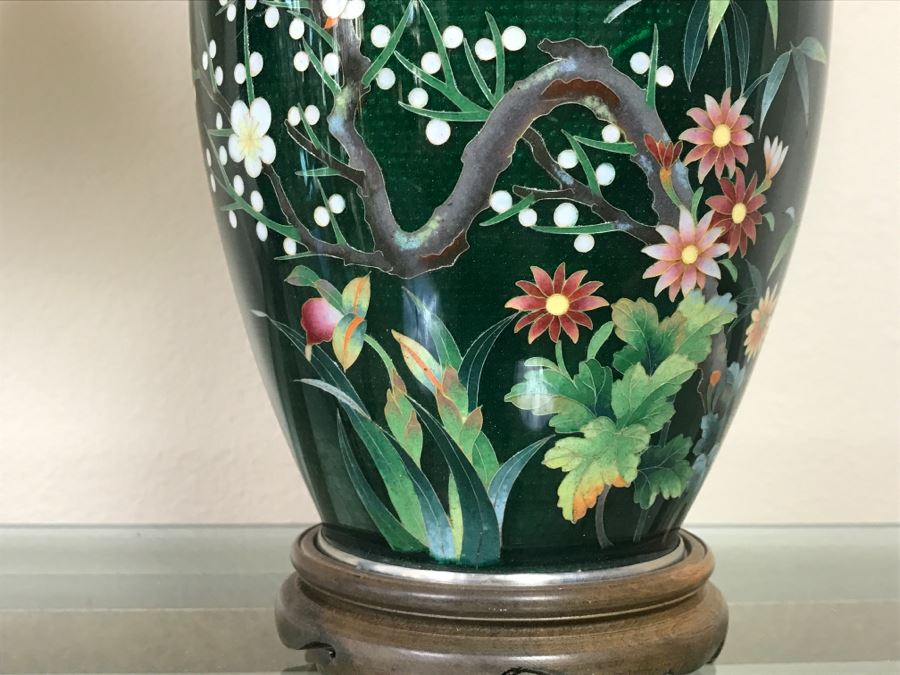 Pair Of Stunning Japanese Cloisonne Lamps [Photo 8]