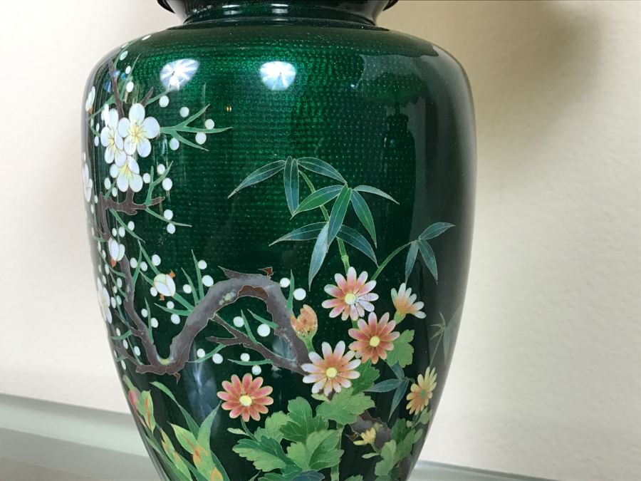 Pair Of Stunning Japanese Cloisonne Lamps [Photo 6]