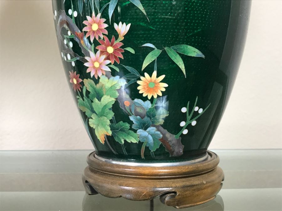 Pair Of Stunning Japanese Cloisonne Lamps [Photo 10]