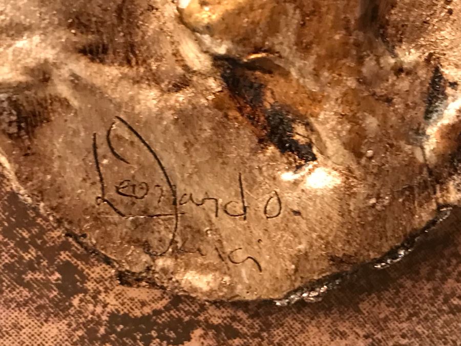 Pair Of Gold Paper Papier Mache Hand Signed Artwork Sculptural Pieces Firenze By Florentine Maskmaker Bijan - David And Leonardo [Photo 11]