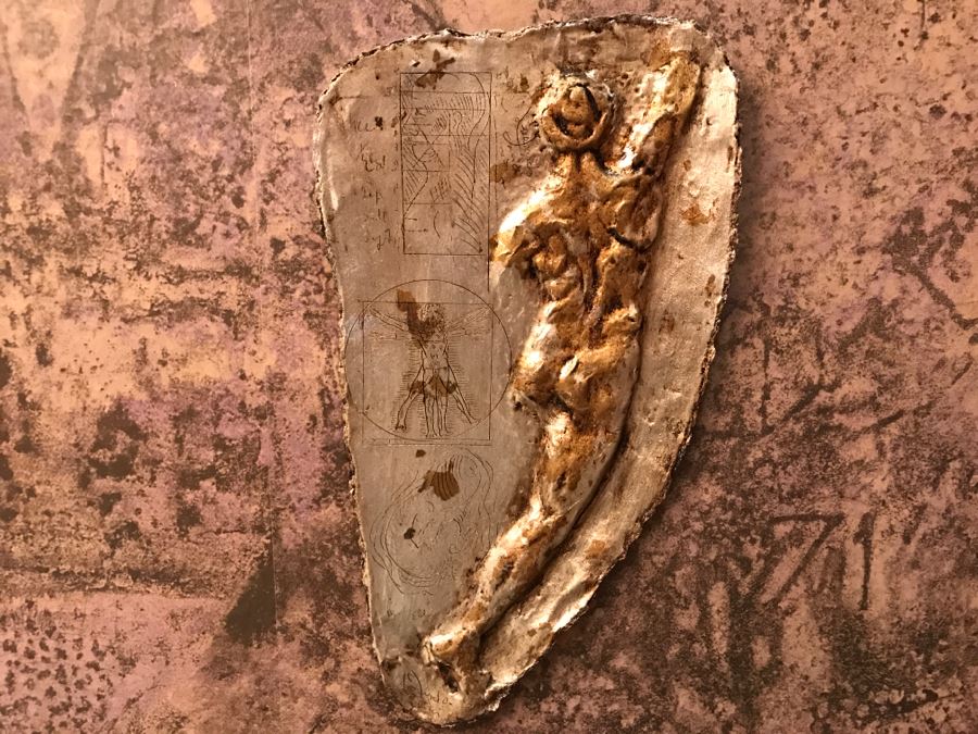 Pair Of Gold Paper Papier Mache Hand Signed Artwork Sculptural Pieces Firenze By Florentine Maskmaker Bijan - David And Leonardo [Photo 6]