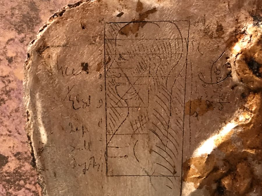 Pair Of Gold Paper Papier Mache Hand Signed Artwork Sculptural Pieces Firenze By Florentine Maskmaker Bijan - David And Leonardo [Photo 8]