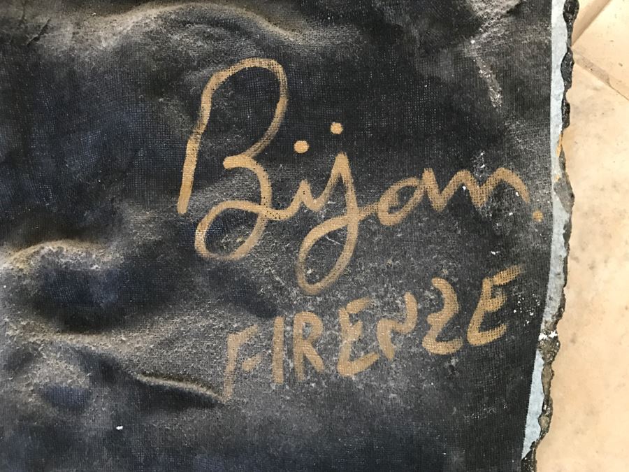 Pair Of Gold Paper Papier Mache Hand Signed Artwork Sculptural Pieces Firenze By Florentine Maskmaker Bijan - David And Leonardo [Photo 13]