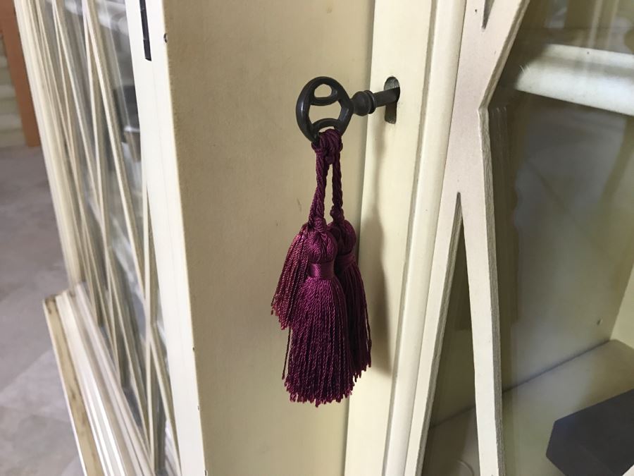 Vintage Wooden Bookcase Curio China Cabinet With Lockable Doors Skeleton Key 45'W X 14'D X 72.5'H [Photo 6]