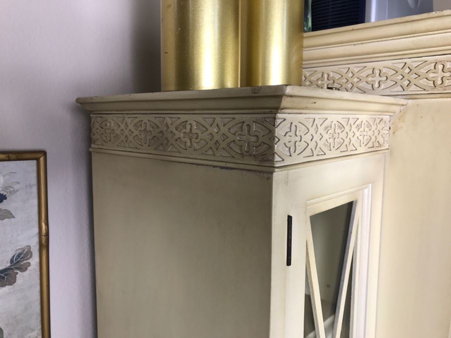 Vintage Wooden Bookcase Curio China Cabinet With Lockable Doors Skeleton Key 45'W X 14'D X 72.5'H [Photo 10]