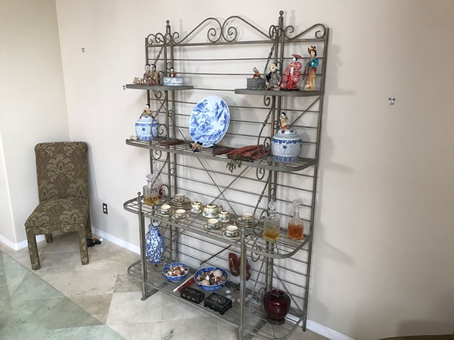 Large Ornate 5Shelf Metal Bakers Rack 60'W X 16'D X 85'H