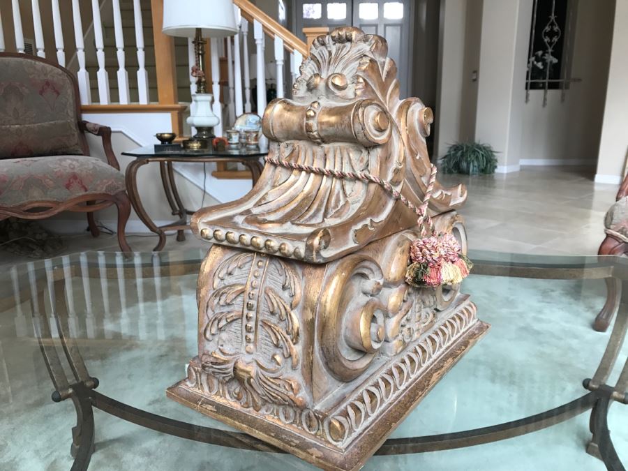 Large Ornate Gilt Box With Lid And Tassles [Photo 2]