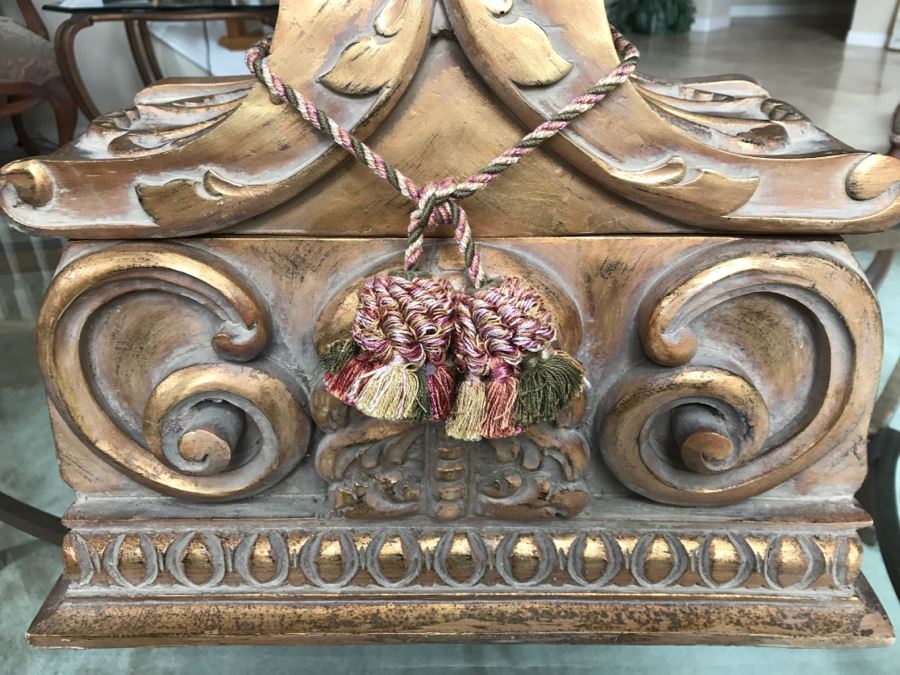 Large Ornate Gilt Box With Lid And Tassles [Photo 3]