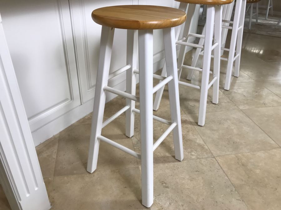 Set Of (3) White Barstools Chairs 29'H [Photo 4]