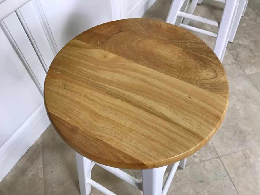 Set Of (3) White Barstools Chairs 29'H [Photo 5]