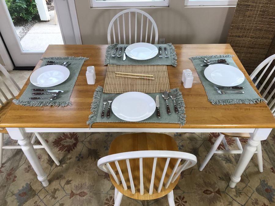 White Dining Table With (4) Chairs 60' X 36' [Photo 4]