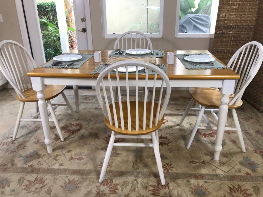 White Dining Table With (4) Chairs 60' X 36' [Photo 3]