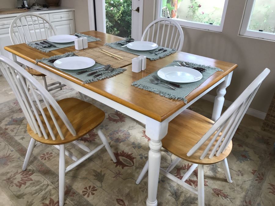 White Dining Table With (4) Chairs 60' X 36' [Photo 6]
