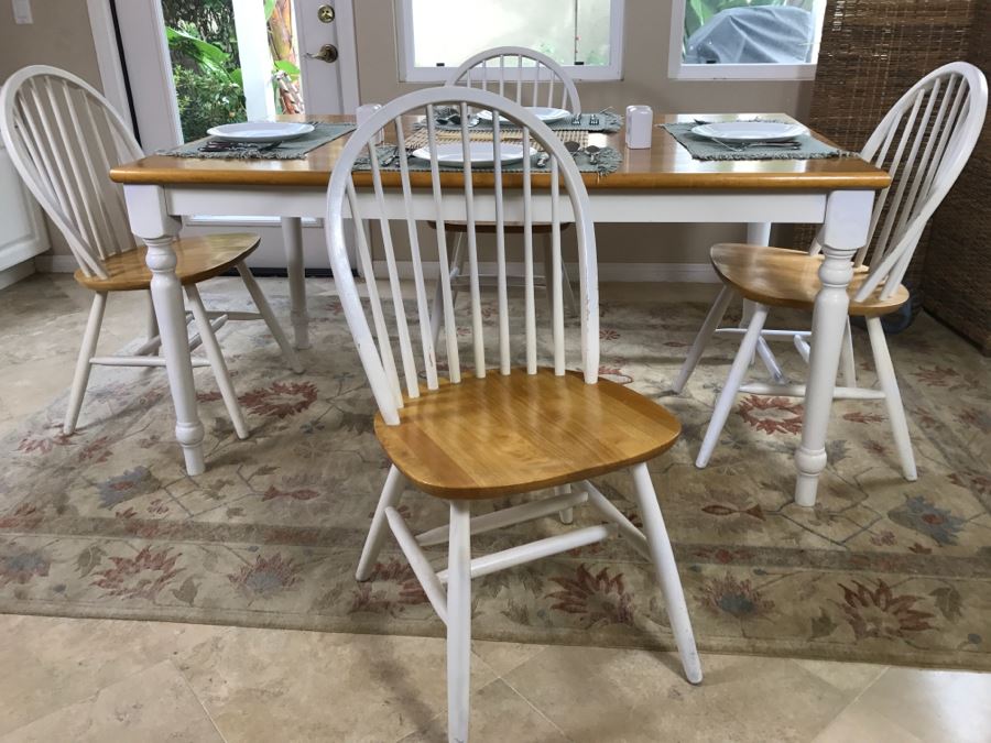 White Dining Table With (4) Chairs 60' X 36' [Photo 9]