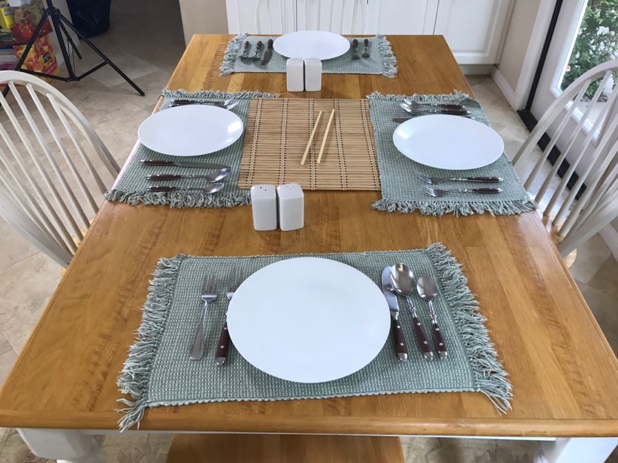 White Dining Table With (4) Chairs 60' X 36' [Photo 7]