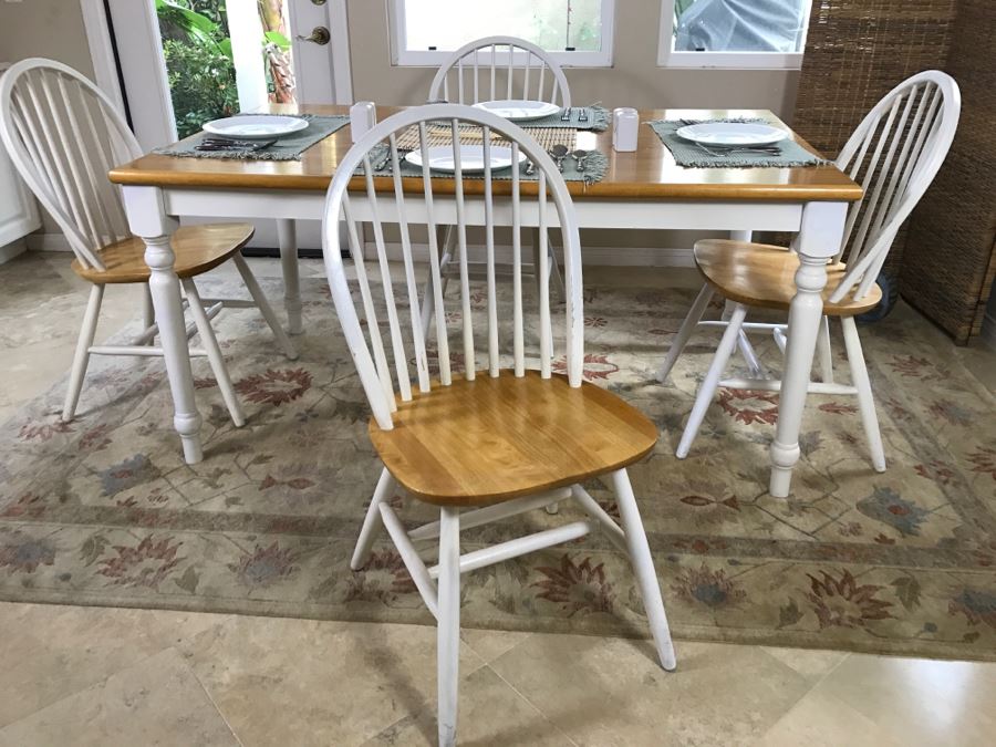 White Dining Table With (4) Chairs 60' X 36' [Photo 8]