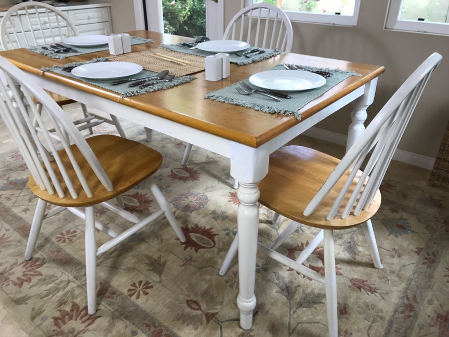 White Dining Table With (4) Chairs 60' X 36' [Photo 5]