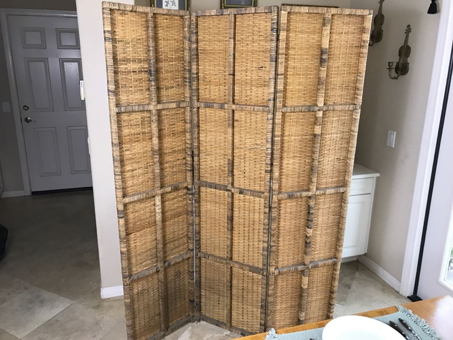 3-Panel Wicker Screen Room Divider 54'W x 71.5'H [Photo 2]