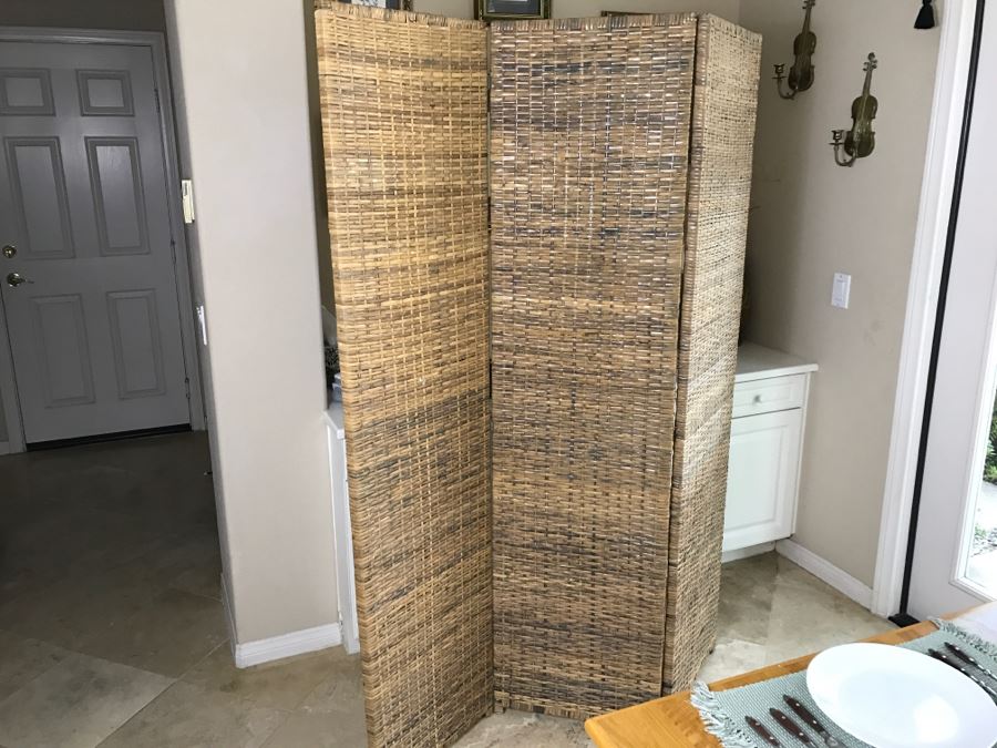 3-Panel Wicker Screen Room Divider 54'W x 71.5'H [Photo 4]