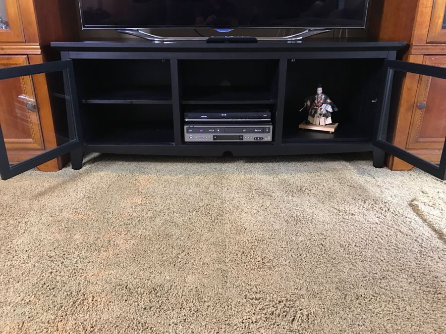 Black 60' Flat Screen TV Stand Credenza Asian Influenced Design [Photo 5]