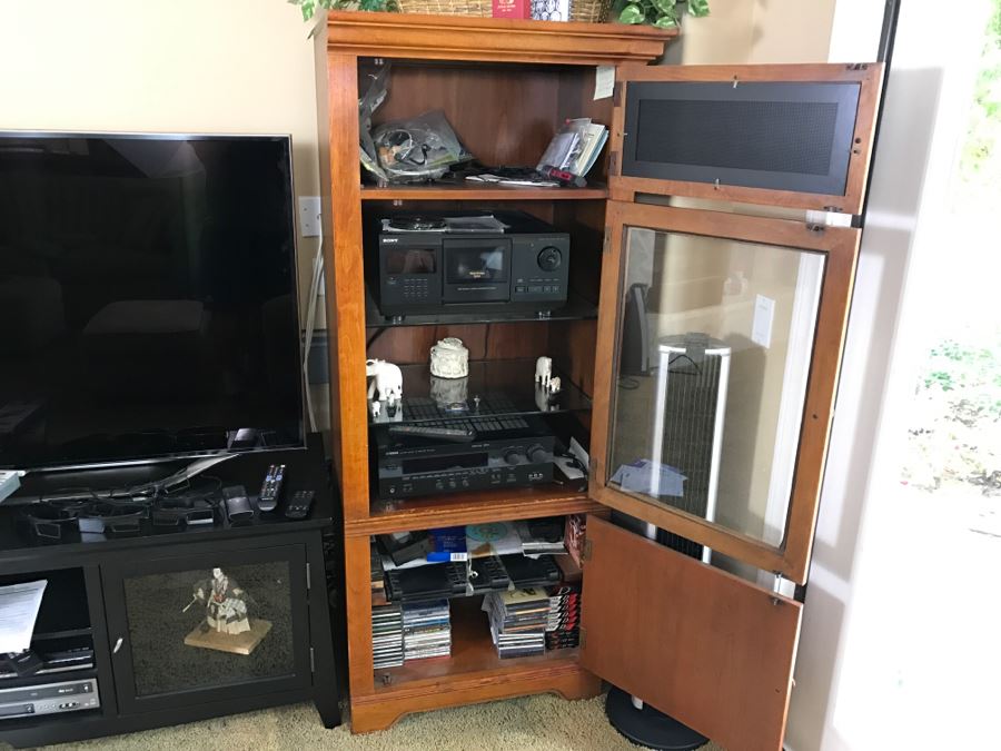 Pair Of Wooden Media Tower Cabinets With Top Speaker Cabinet [Photo 8]