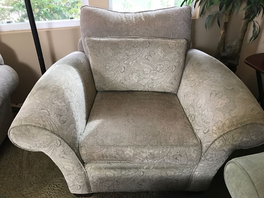 Pair Of Large Upholstered Armchairs With Matching Ottomans 51'W [Photo 10]