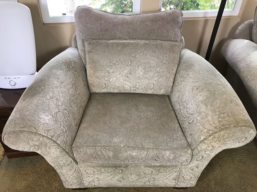 Pair Of Large Upholstered Armchairs With Matching Ottomans 51'W [Photo 5]