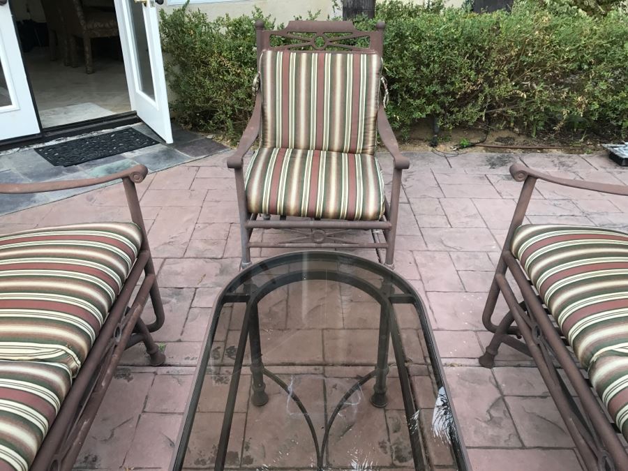 5-Piece Outdoor Aluminum Furniture Set With (2) Rocking Loveseats, Armchair And Coffee Table [Photo 10]