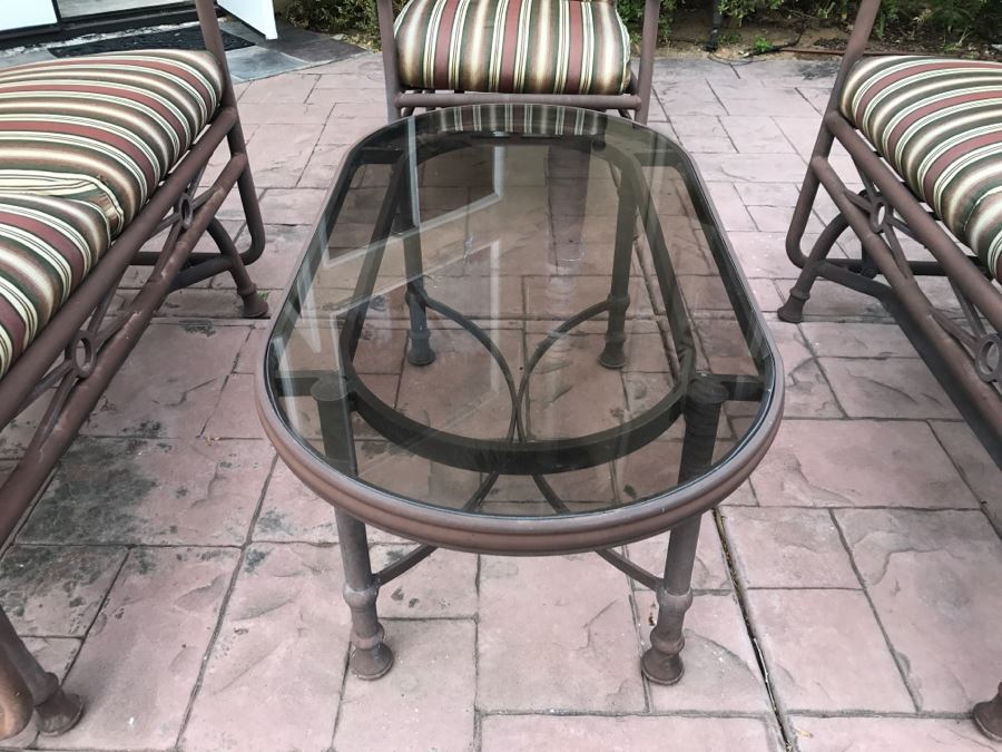 5-Piece Outdoor Aluminum Furniture Set With (2) Rocking Loveseats, Armchair And Coffee Table [Photo 9]