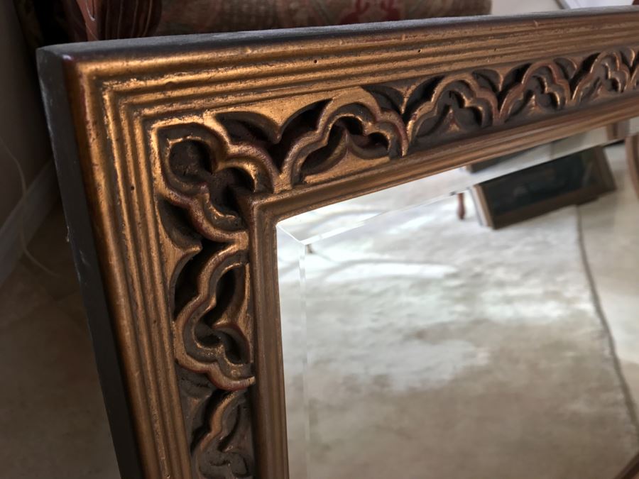 Stunning Gilt Wood Designer Beveled Glass Wall Mirror 33' X 27' [Photo 5]
