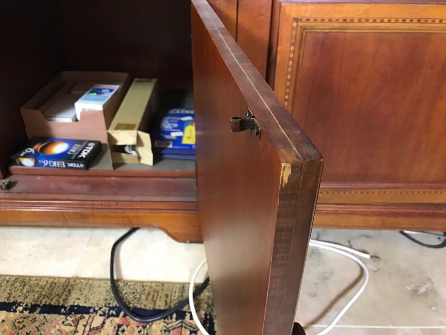 Wooden Media Cabinet With Pocket Doors And Wooden Media Tower Cabinet With Top Speaker Cabinet (2 Pieces) [Photo 6]