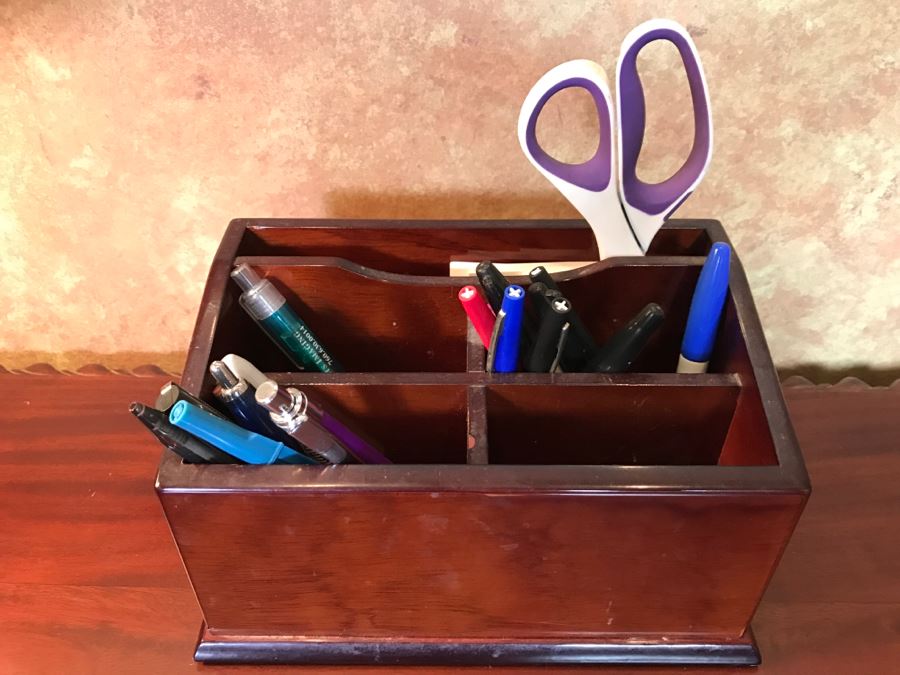 Wooden Ball And Claw Writing Desk With 2-Drawers With Desk Lamp, Desk Organizer And Basket With Office Supplies [Photo 14]