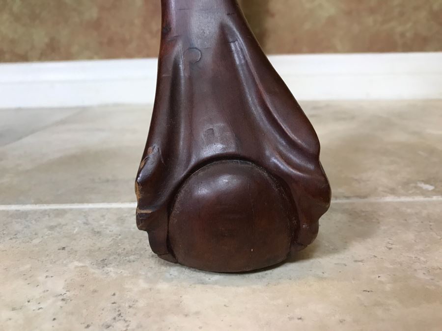 Wooden Ball And Claw Writing Desk With 2-Drawers With Desk Lamp, Desk Organizer And Basket With Office Supplies [Photo 7]