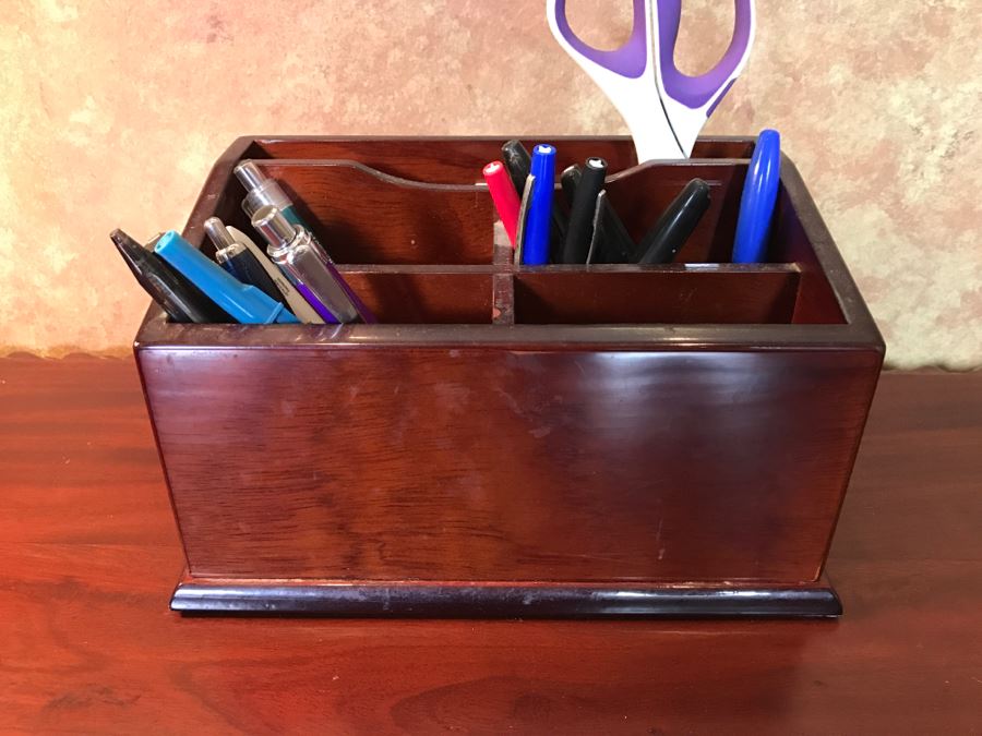 Wooden Ball And Claw Writing Desk With 2-Drawers With Desk Lamp, Desk Organizer And Basket With Office Supplies [Photo 15]