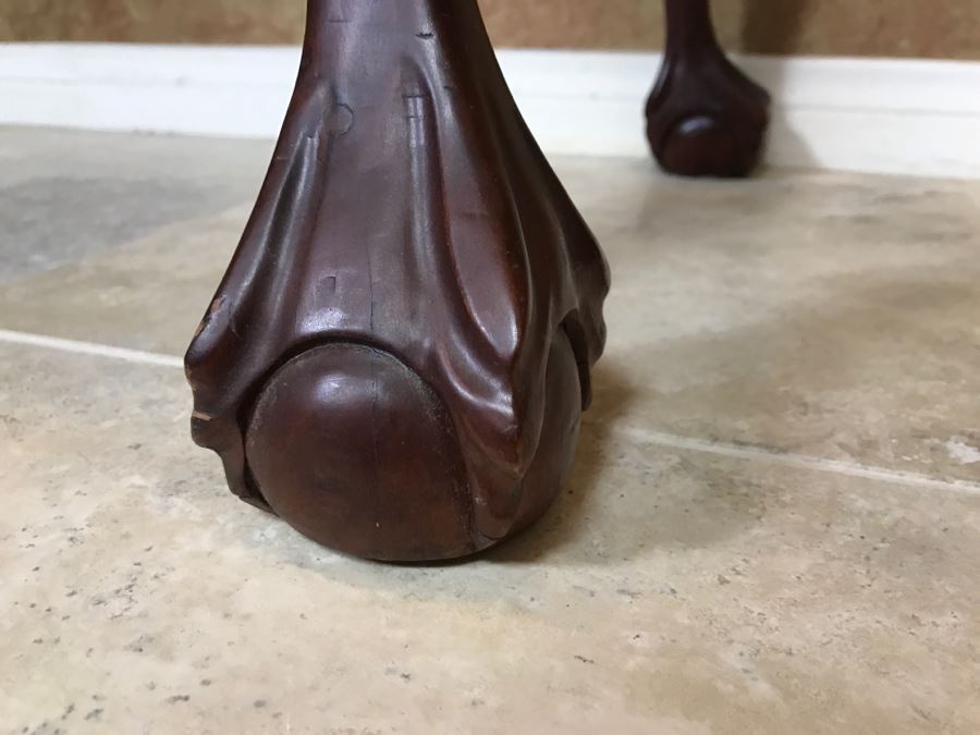 Wooden Ball And Claw Writing Desk With 2-Drawers With Desk Lamp, Desk Organizer And Basket With Office Supplies [Photo 6]