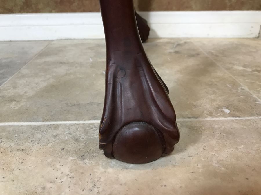 Wooden Ball And Claw Writing Desk With 2-Drawers With Desk Lamp, Desk Organizer And Basket With Office Supplies [Photo 8]