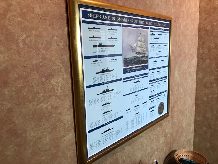 Framed Ships And Submarines Of The United States Navy Chart 33' X 28.5' [Photo 15]