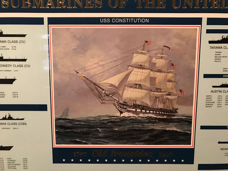 Framed Ships And Submarines Of The United States Navy Chart 33' X 28.5' [Photo 4]