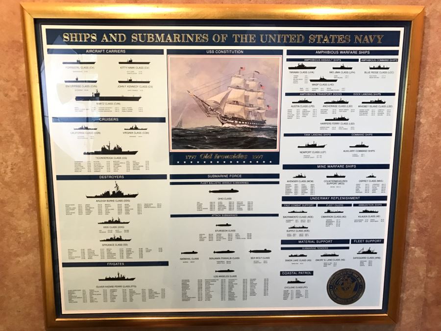 Framed Ships And Submarines Of The United States Navy Chart 33' X 28.5' [Photo 2]