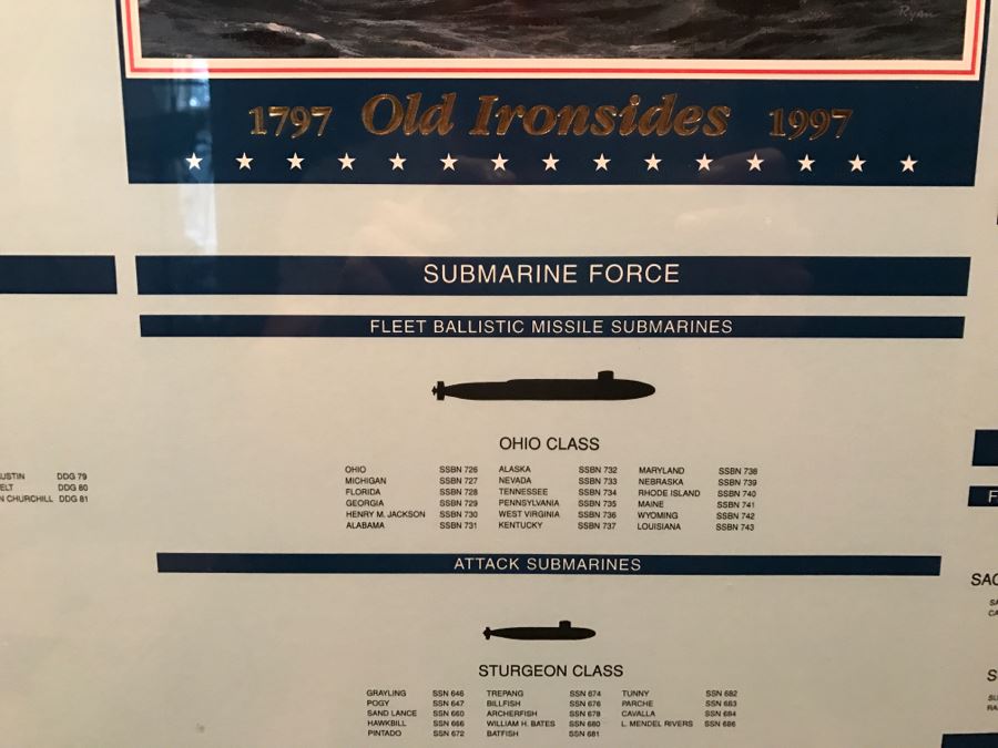 Framed Ships And Submarines Of The United States Navy Chart 33' X 28.5' [Photo 9]
